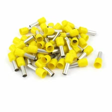 50 Pcs Insulated Ferrule Wire Cord End Crimp Terminal Yellow E10-12 8AWG10mm2✦KD