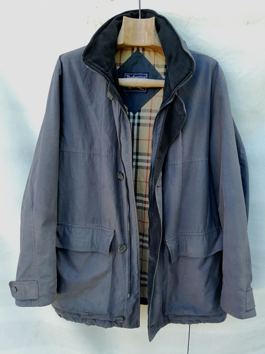 Vintage Burberry Jacket Mens Large Grey Nova check Lining Logo