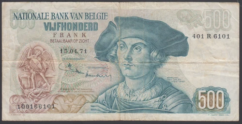 Belgium  500  Francs 1971  VF-  P. 135b(2),  Banknote, Circulated