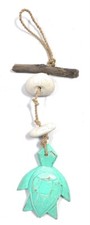 Driftwood Turtle Garland w/ White Stone 12" Turquoise  lis3101330t