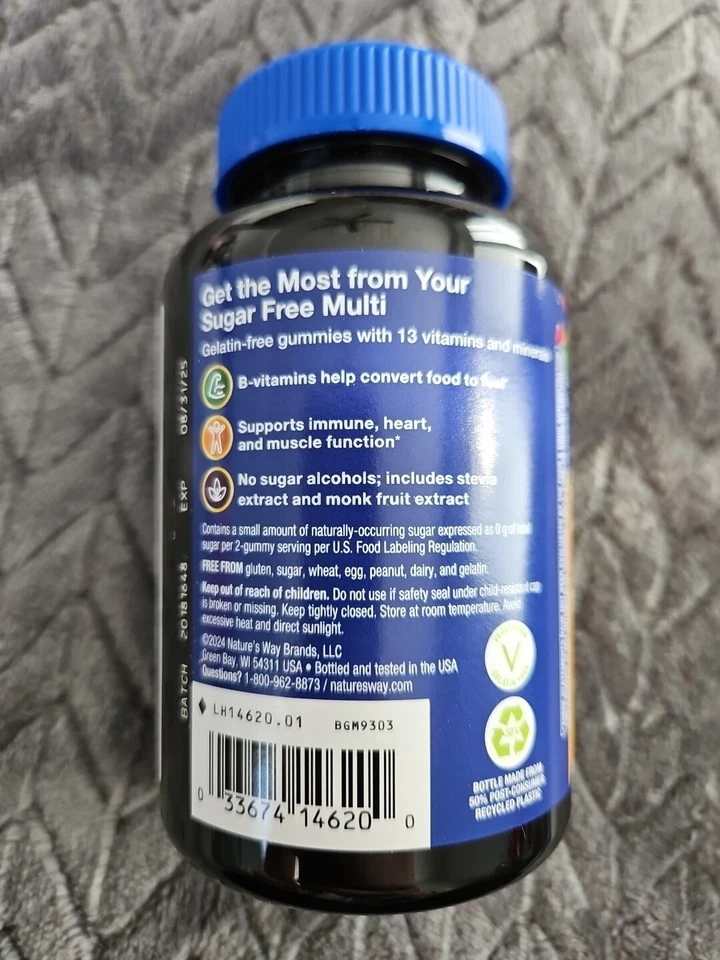 Zero Sugar Nature's Way Alive! Gomitas multivitamínicas gomosas para hombre selladas 8/2025 Foto 3 de 4