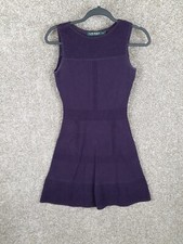 Lauren Ralph Lauren Sleeveless Sweater Dress Women PXS Plum Purple A-Line Casual
