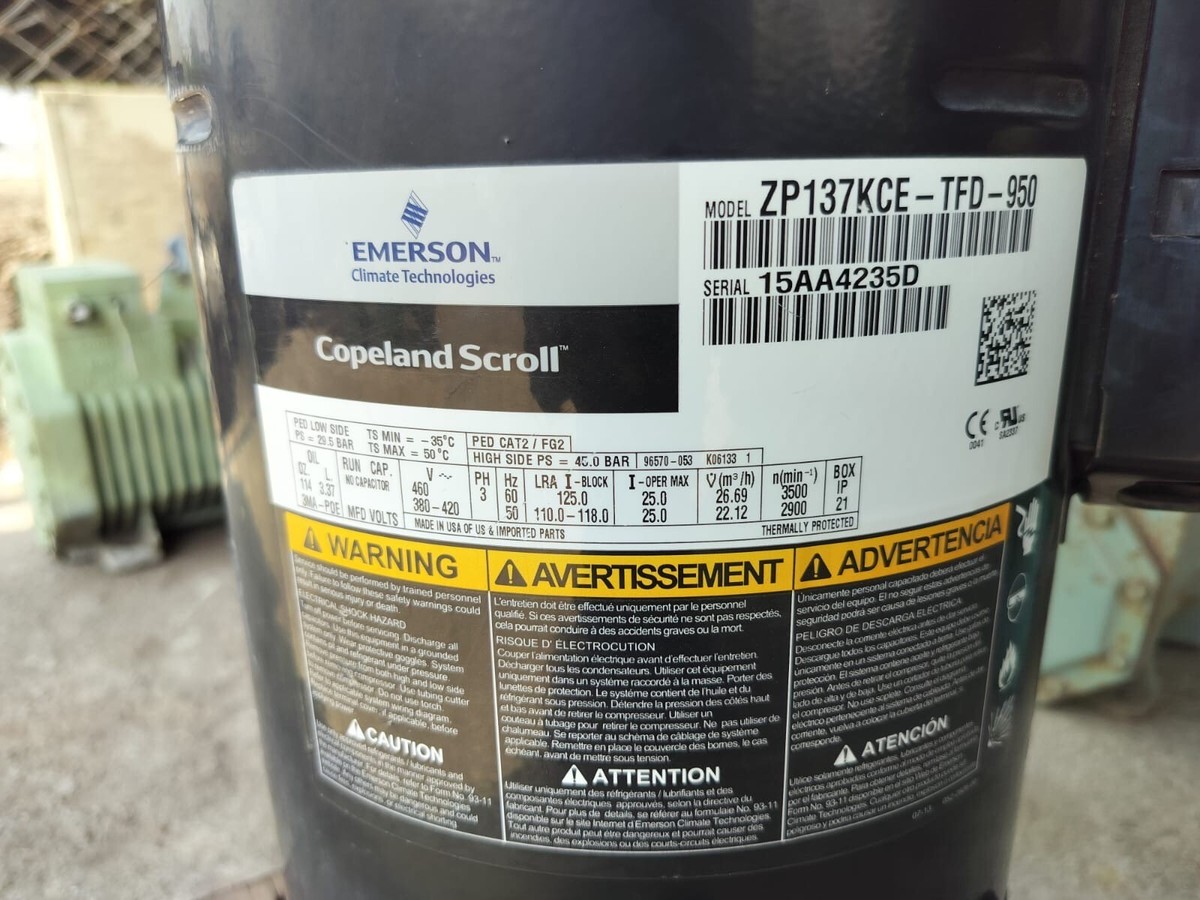 COPELAND SCROLL COMPRESSOR ZP137KCE-TFD-950 | eBay
