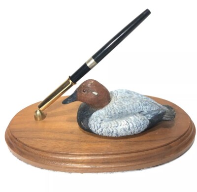 Vintage Decoy Duck Pen Holder- Geyer Gallery. Wood, Desk/Office Decor. Hunting