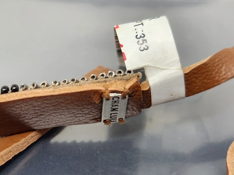 Collar Vintage Chan LUU Cuero Marrón Ajustable Hecho a Mano 37" Foto 4 de 4