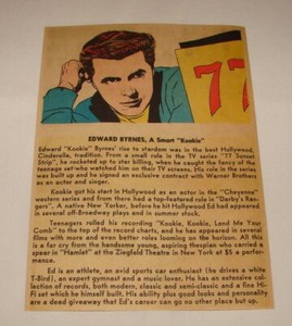 1963 Route 66 ED KOOKIE BURNS cartoon bio page