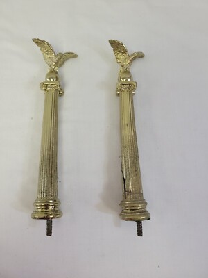 Pair of 2 Eagle Winged Bird Antique Vintage Brass Gold Trophy Column 8 1/4''