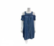 Lauren Conard Women’s Size XS Short Cold Sleeve Scoop Neck Blue Shift Dress
