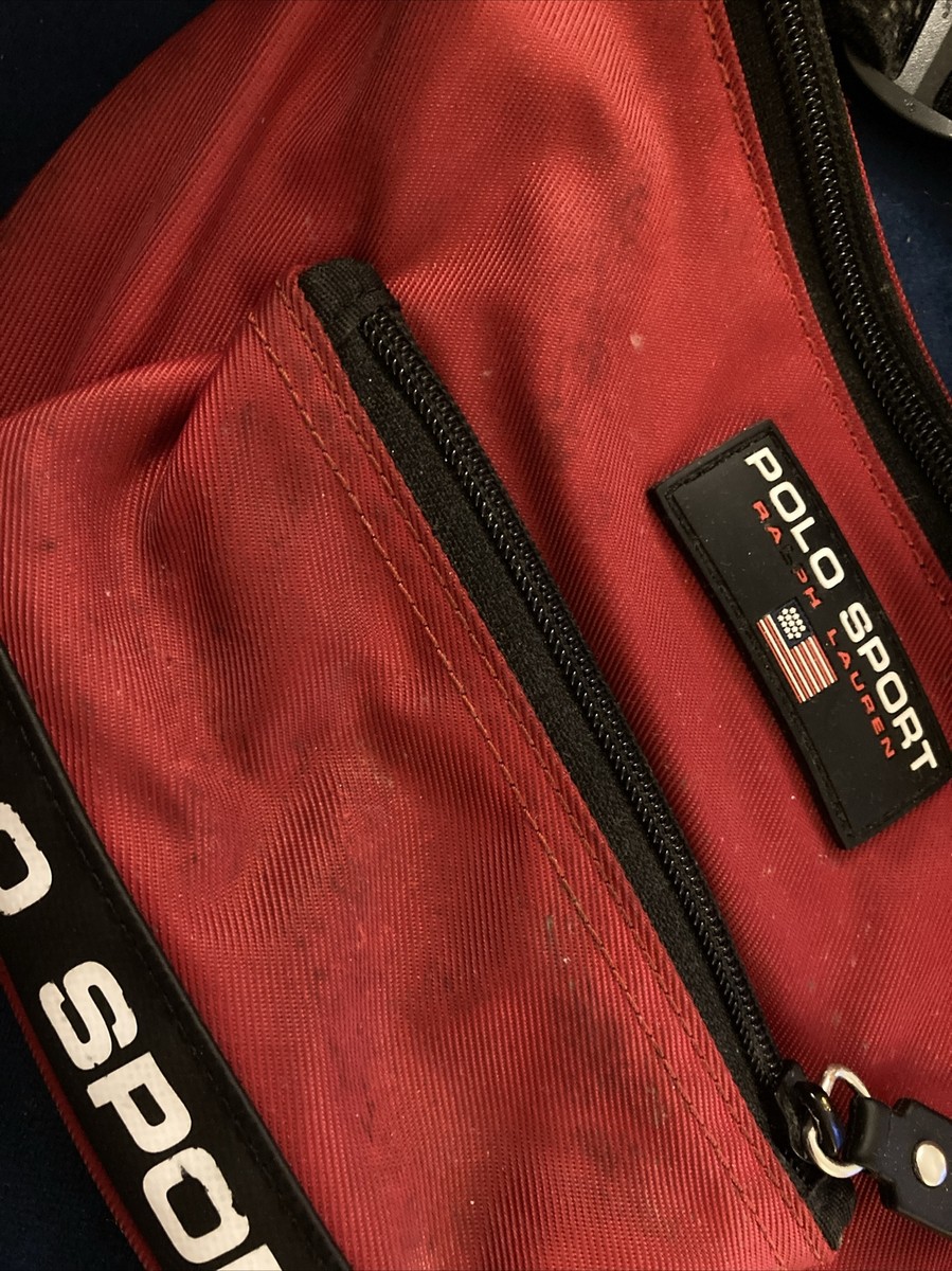 美品 ポロスポーツ ドラムバッグ ナイロン リフレクター POLO SPORTS Vintage Polo Ralph Lauren Polo Sport Red Fanny Waist Pack