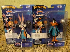 SPACE JAM BUGS BUNNY DAFFY DUCK ACTION FIGURE SET BENDYFIGS LOONEY TUNES 7 INCH