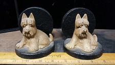 Early Rare Antique Rare Nice Cast Iron Scottie Dog Book Ends Door Stops A4-6
