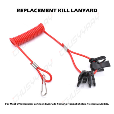 Universal Boat Outboard Engine Motor Kill Stop Switch & Safety Tether Lanyard