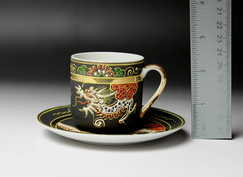 15 PCS New Dragonware Matte Black Geisha Porcelain Demitasse Coffee Set Japan - Picture 5 of 12