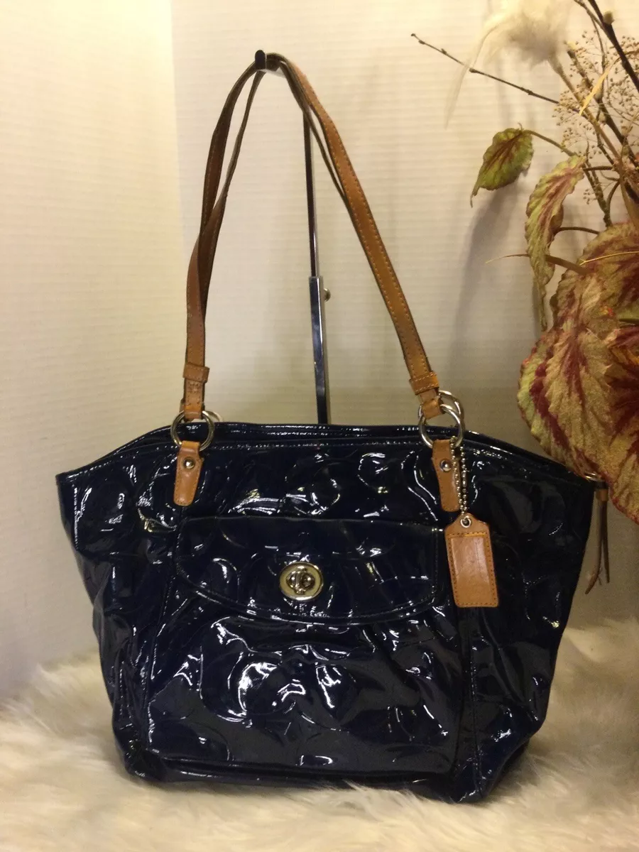 COACH LEAH EMBOSSED PATENT LEATHER TOTE SHOULDER