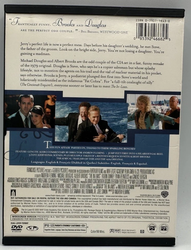 The In-Laws DVD Widescreen Michael Douglas Albert Brooks Ryan Reynolds 2003 - Image 2 of 3