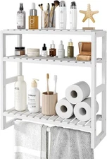 Bathroom Storage Shelves Organizer Adjustable 3 Tiers Over The Toilet Storage Fl