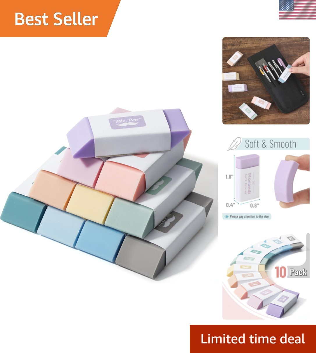Eraser, Morandi Colors, Erasers For Pencils