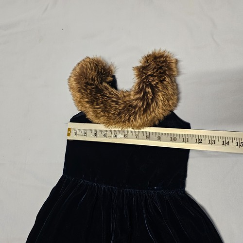 Janie & Jack Velvet Sleeveless Romper Fax Fur Collar Size 3 Blue - Picture 8 of 14