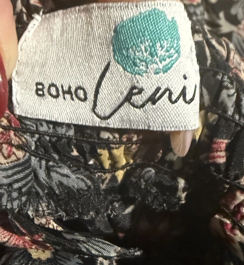 Boho Leni черный цветочный атласный надежном шорты размер S (прибл.) - Изображение 4 из 4