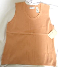 Villager Liz Claiborne Peach Womens Sleeveless Knit Sweater Top SZ XL NWT