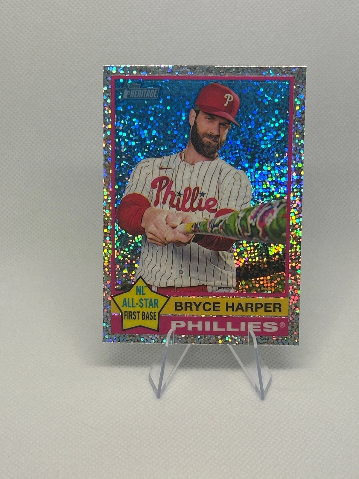 2025 Topps Heritage #150 Bryce Harper Chrome Silver Sparkle Refractor