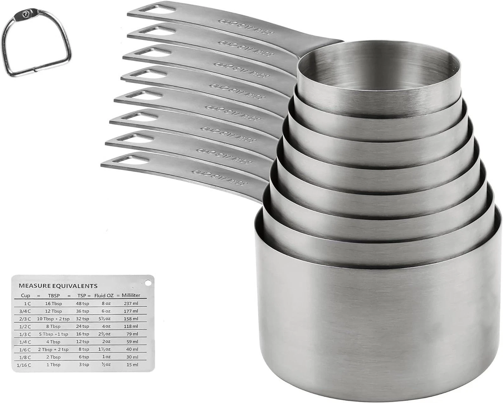 Measuring Cups Set, 18/8 (304) Stainless Steel Measuring Cups Set 9, Metal 8 ...