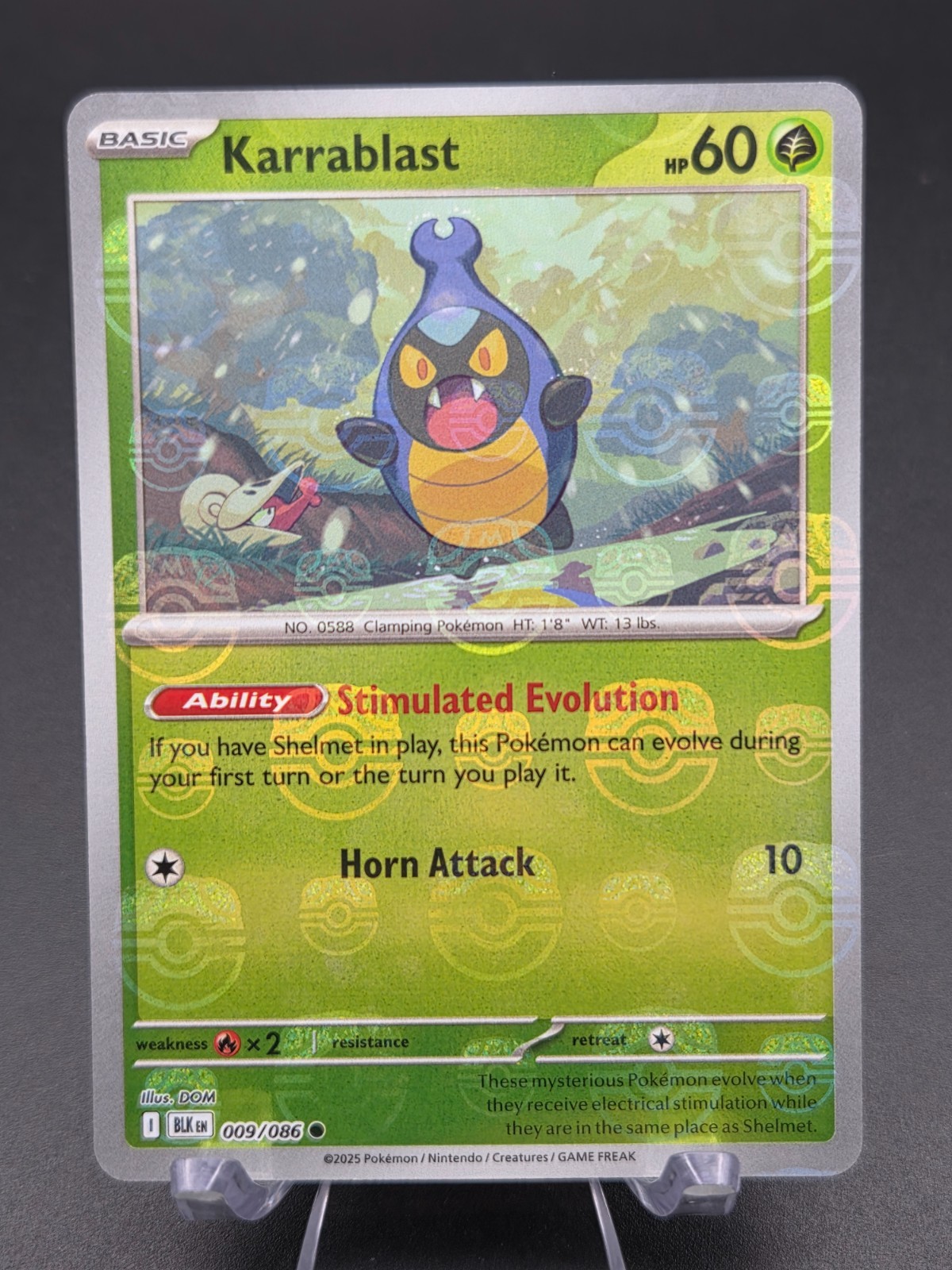 Pokemon TCG Karrablast 009/086 MASTERBALL Holo Black Bolt Reverse Holo NM