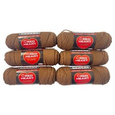 Red Heart Classic mid brown lot of 6 Acrylic Worsted skein  339