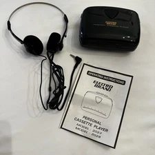 Vtg Electro Brand Personal Cassette Tape Player With Headphones & Manual EUC