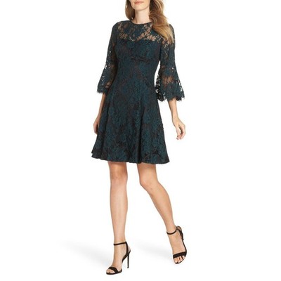 NWT Eliza J Womens Size 16 Green Bell Sleeve Floral Lace Mini Dress NEW |  eBay