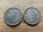US Morgan Silver Dollars 2 coins circulated details Pre 1904 Lot TU14