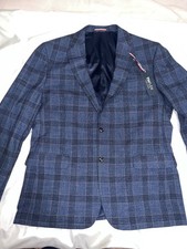 Tommy Hilfiger Men's Blue Gray Plaid Blazer 46 Long