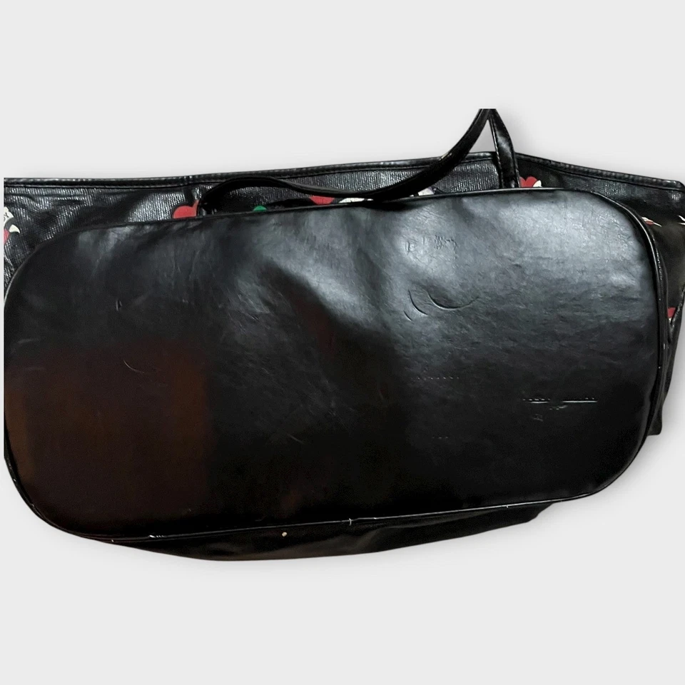 Bolsa tote Ed Hardy vintage preta tatuagem coração amor verdadeiro bolsa de ombro gráfica rara - Imagem 4 de 4