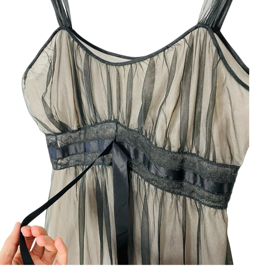 VINTAGE Two Piece Peignoir Set Black & Red Dress & Robe XS / Small Petite Goth - Image 4 of 4