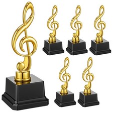 6 Pcs Small Gold Music Trophies 6.7 inch Plastic Music Note Trophy Awards for...