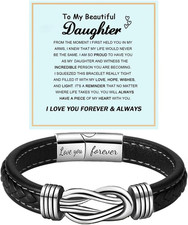 to My Daughter Love You Forever Bracelet, Mother and Daughter Braided Leather In