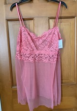 Auden Women  s Pink Straight Neck Lingerie Babydoll Slip Dress Size XXL NWT