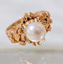14k Gold Japanese Akoya Pearl Ring 4.5grams Sz6