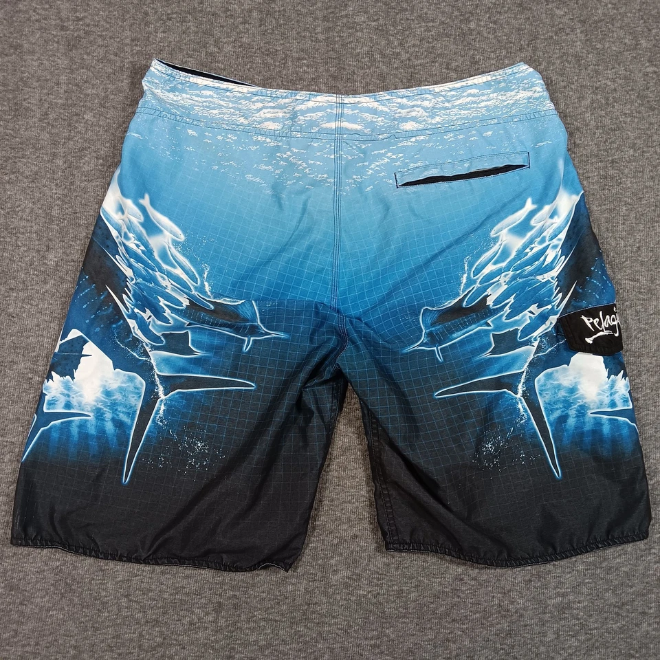 Pantalones Cortos de Natación Pelágicos para Hombres 38 Azul Marlin Pez Vela Tony Ludovico Pez Foto 2 de 4