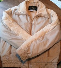 Vintage Mens Montgomery Ward Jacket Coat Beige Nylon/Corduroy 70/80s 42-44 Large