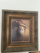 Original One of A Kind Oil Painting “Chimp” In Heavy Gilded Frame. VGC. 
