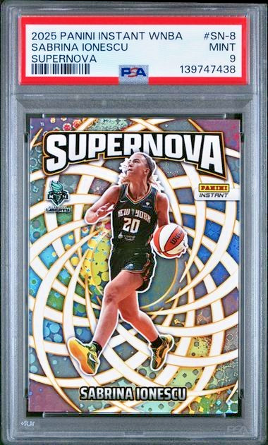 Sabrina Ionescu 2025 Panini Instant WNBA SUPERNOVA #8 - PR /3655 PSA 9 view 3
