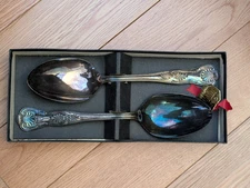 VINERS OF SHEFFIELD Silver Serving Spoons Set Of Two, E.P. A1,  8 inch x 2 inch