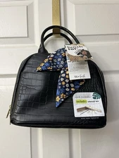 Fit & Fresh Lunch Tote with Handle Travel Utensils and Black Scarf