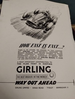 Sk263 Ephemera 1955 Advert Girling Brakes