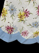D. Porthault “ Dahlia”  Tablecloth  106” Round - Periwinkle Scalloped Border