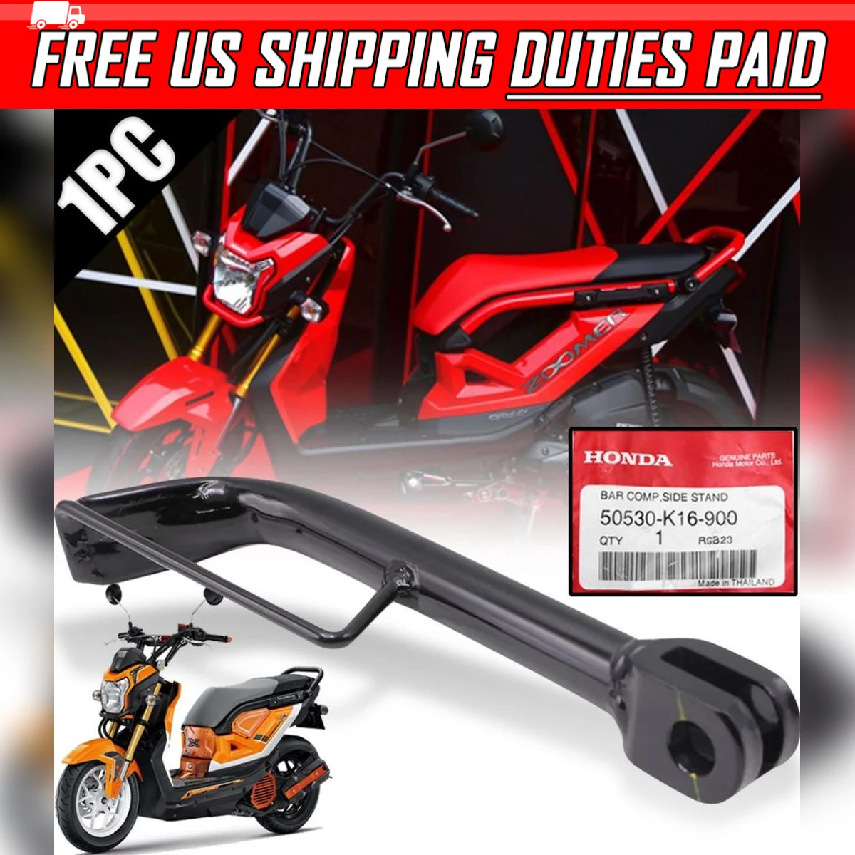 Bar Comp Side Stand Black For Honda Zoomer-X 2015-2020 | eBay