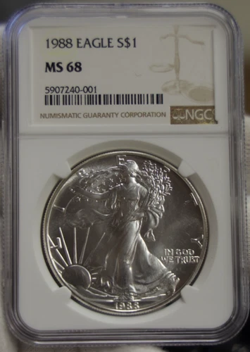 1988 US Silver Eagle $1 NGC MS68 Better Date