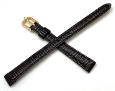 GENUINE Vtg Seiko Calf Leather Lizard Grain Glossy Brown 10mm Watch Strap