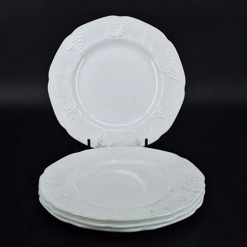 4 Vintage Indiana Milk Glass Harvest Grape Dinner Plates